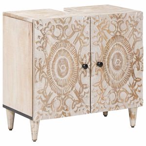 vidaXL Badkamer wastafelkast Wit 62 x 33 x 58 cm Massief Mango Hout