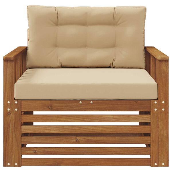 vidaXL Buiten bankenset Massief Acaciahout en Polyester Naturel