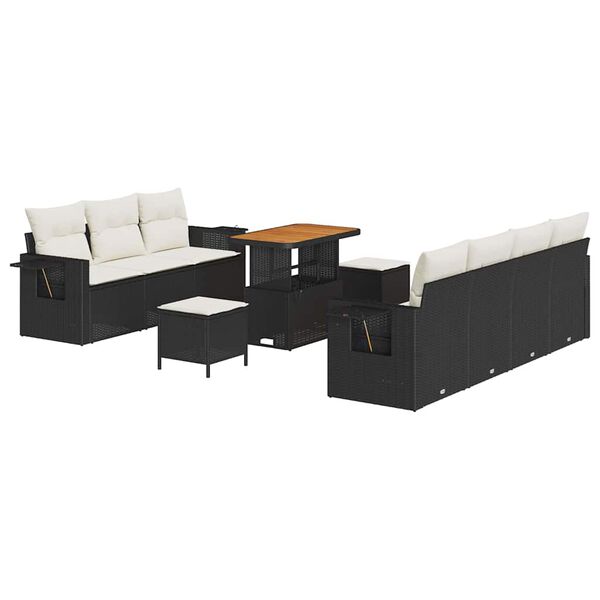 vidaXL Tuin Sofa Set met kussen met opslag 10 pcs Zwart en cr&egrave;me