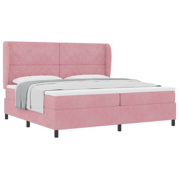 vidaXL Boxspringbed met matras Roze 200 x 200 cm Polyester