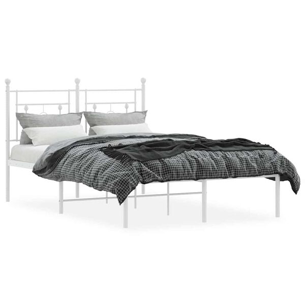 vidaXL Bedframe met hoofdbord metaal wit 120x190 cm
