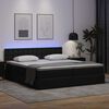 vidaXL Opbergbed met LED met matras Zwart 200 x 200 cm Nep Leer