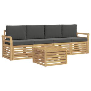 vidaXL Buiten bankenset 5 st Wit en antracietkleurig Polyester