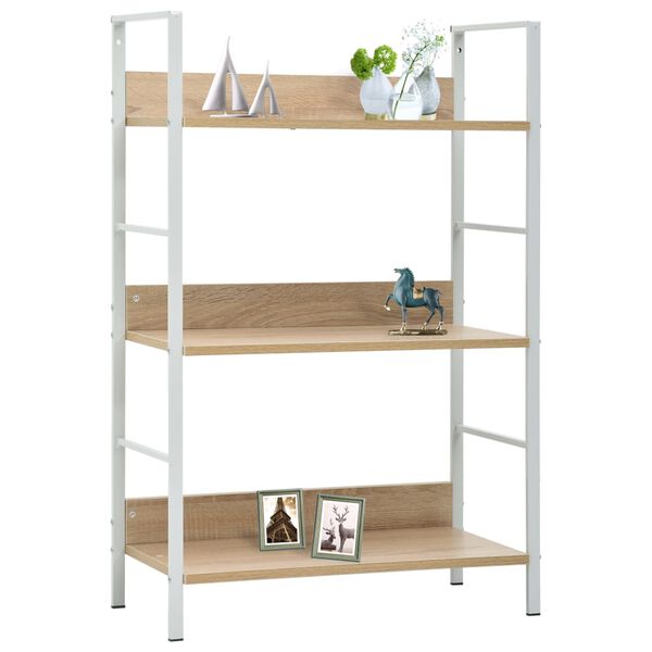 vidaXL Boekenkast 3 schappen 60x27,6x90,5 cm bewerkt hout eikenkleurig