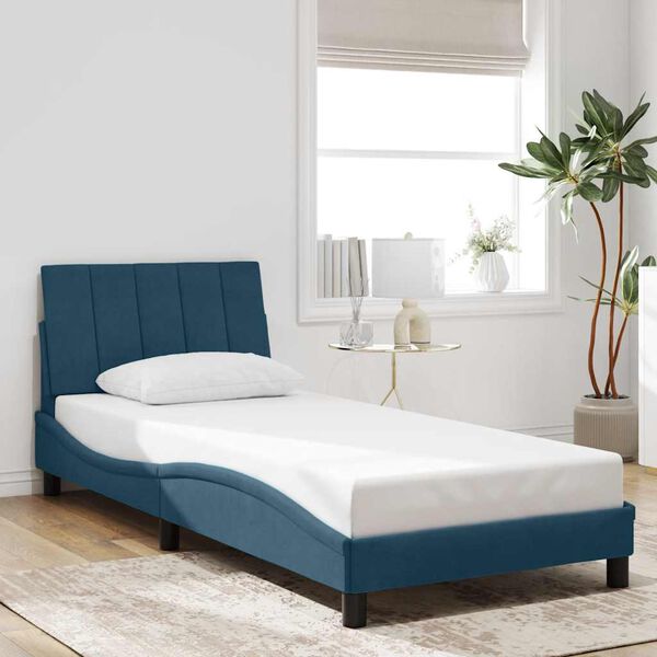 vidaXL Bedframe met LED zonder matras "Hanko" fluweel blauw 80x200 cm