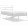 vidaXL Bedframe met hoofdbord zonder matras metaal wit 75x190 cm