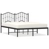 vidaXL Bedframe met hoofdbord metaal zwart 140x200 cm