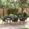 vidaXL Tuin eettafelset met kussen 7 pcs Zwart poly rattan