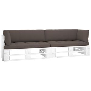 vidaXL Tweezitsbank pallet met kussens wit ge&iuml;mpregneerd grenenhout