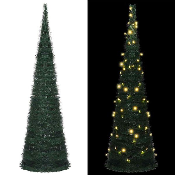 vidaXL Kunstkerstboom met verlichting pop-up 210 cm groen