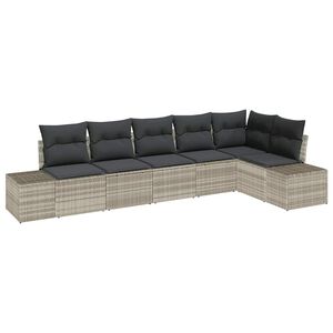 vidaXL Tuin Sofa Set met kussen 6 pcs Lichtgrijs poly rattan