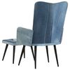 vidaXL Fauteuil met voetensteun patchwork canvas blauw denim
