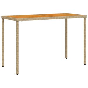 vidaXL Tuintafel met acaciahouten blad 115x54x74 cm poly rattan beige