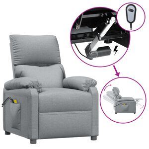 vidaXL Massagestoel elektrisch stof lichtgrijs