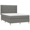 vidaXL Boxspring met matras en LED stof donkergrijs 140x190 cm