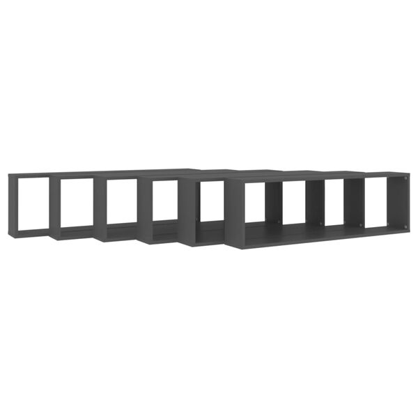 vidaXL Wandschappen kubus 6 st 100x15x30 cm bewerkt hout grijs