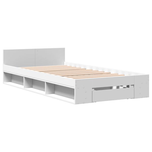 vidaXL Bedframe met lade bewerkt hout wit 90x190 cm