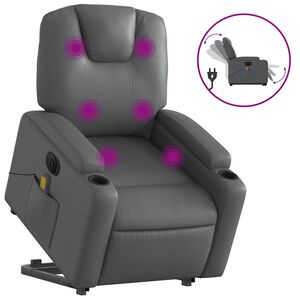 vidaXL Sta-op-massagestoel elektrisch kunstleer grijs