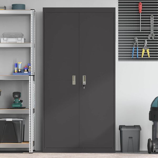 vidaXL Opbergkast 2 pcs Zwart 90 x 40 x 180 cm Staal