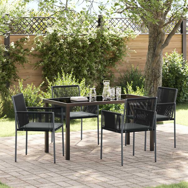 vidaXL Tuin eettafelset 5 pcs Zwart PE Rattan