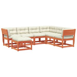 vidaXL 7-delige Loungeset met kussens massief grenenhout wasbruin