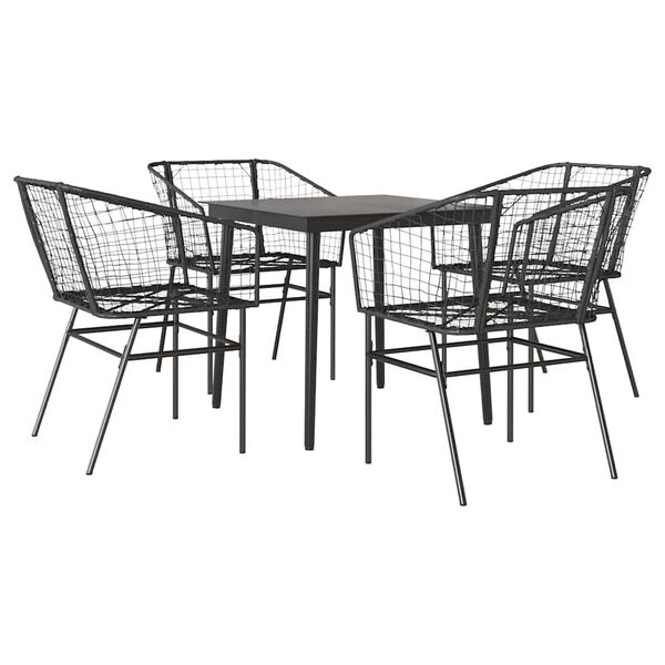 vidaXL 5-delige Tuinset poly rattan glas zwart