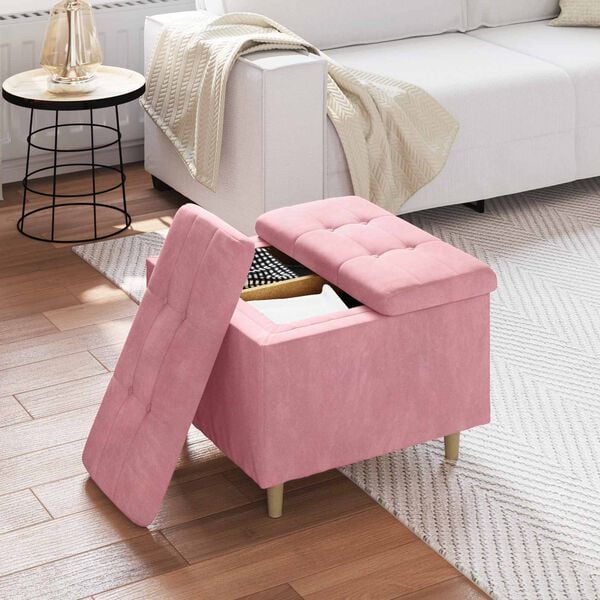 vidaXL Knopkruk met kussen Roze 60 x 60 x 45 cm Fluweel