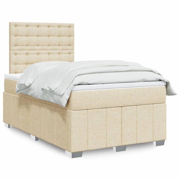 vidaXL Boxspring met matras stof cr&egrave;mekleurig 120x200 cm