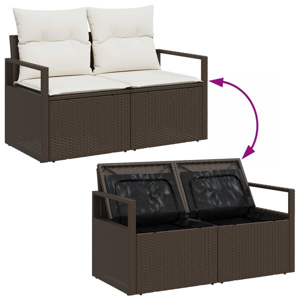 vidaXL Tuin Sofa Set met opslag 10 pcs Bruin Poly riet