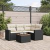 vidaXL 5-delige Loungeset met kussens poly rattan zwart