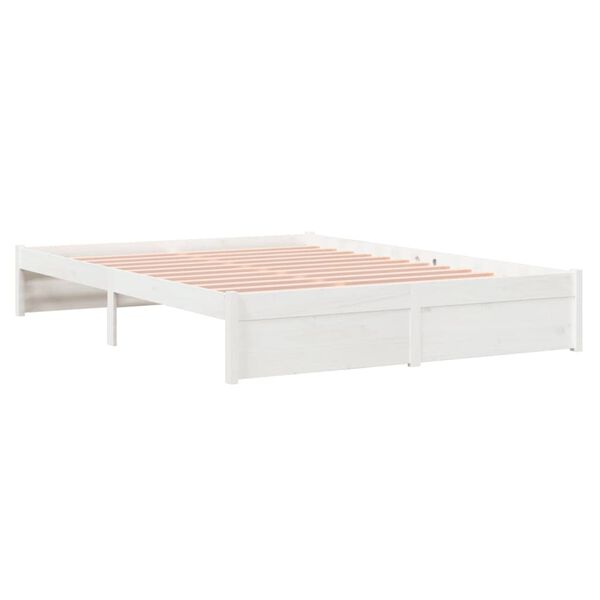 vidaXL Bedframe massief hout wit 150x200 cm
