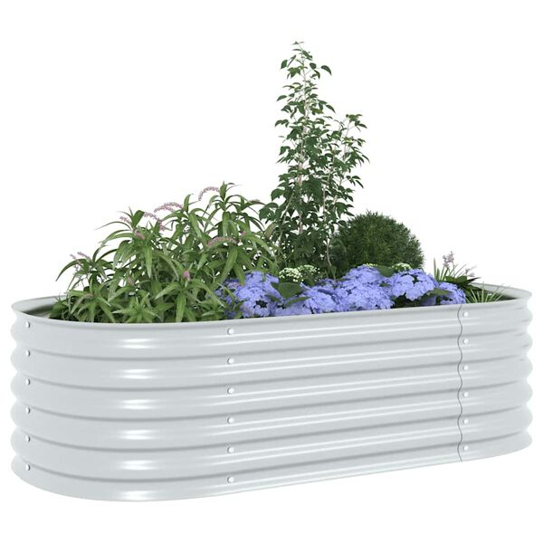 vidaXL Plantenbak verhoogd 160x80x44 cm gegalvaniseerd staal zilver
