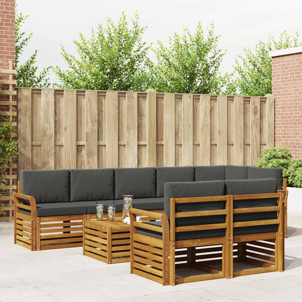 vidaXL Sofa-Sets 9 pcs Natuurlijk en Antraciet Massief Acaciahout