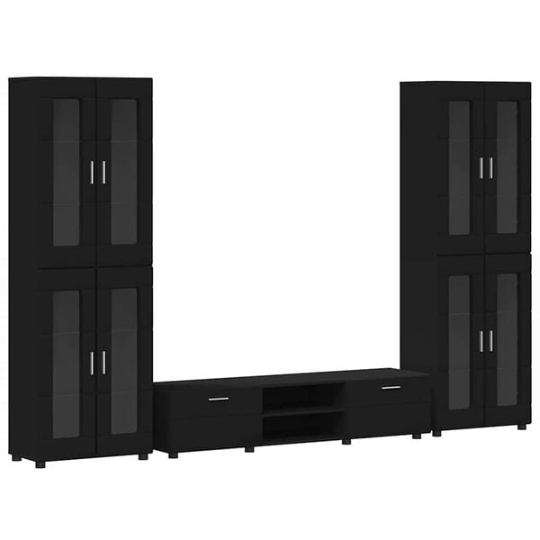 vidaXL Tv-meubelset met lade met plank FLORIN Zwart Bewerkt hout