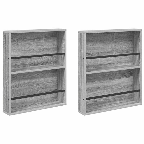 vidaXL Tijdschrift Rek 2 pcs Grijs Sonoma 60 x 12 x 70 cm Bewerkt hout