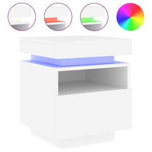 vidaXL Nachtkastje met LED-verlichting 40x39x48,5 cm wit