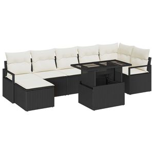 vidaXL Tuin Sofa Set met opslag 8 pcs Zwart Poly riet