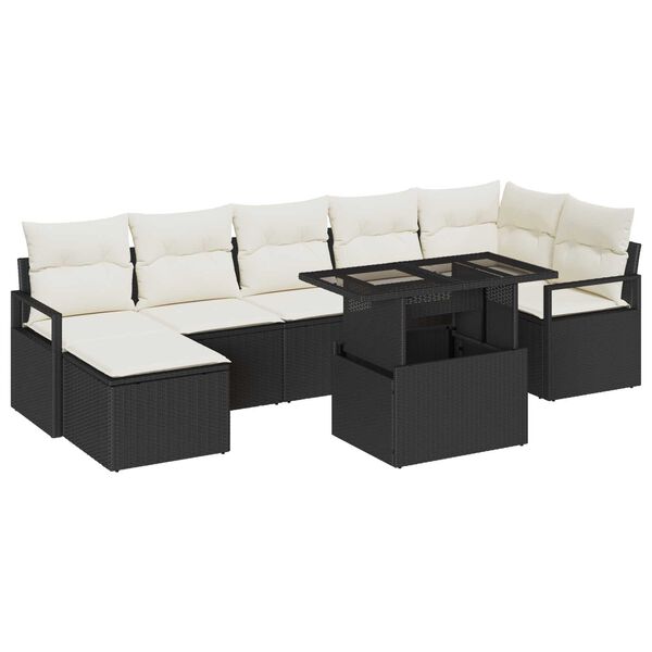 vidaXL Tuin Sofa Set met opslag 8 pcs Zwart Poly riet