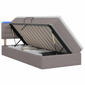 vidaXL LED Opslagbed met Matras Taupe 90 x 200 cm Stof