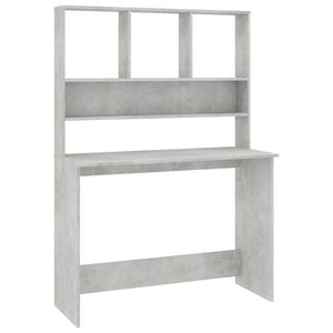 vidaXL Bureau met schappen 110x45x157 cm bewerkt hout betongrijs