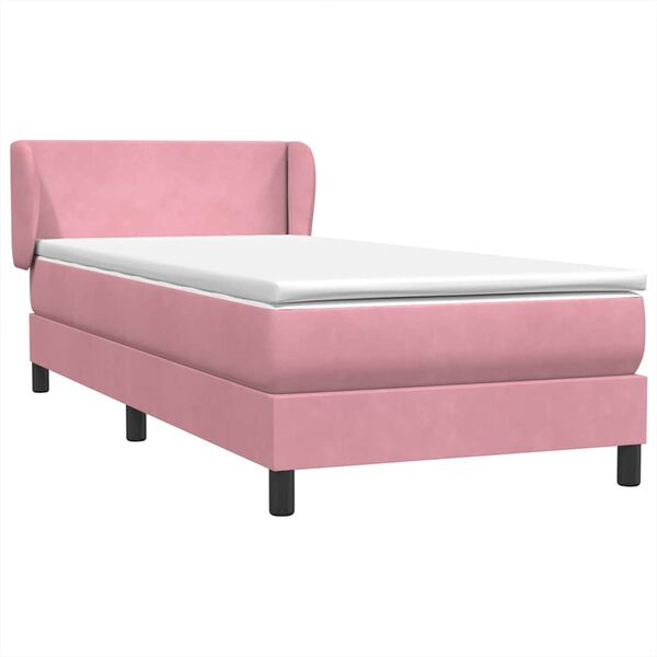 vidaXL Boxspring met matras fluweel roze 80x210 cm