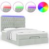 vidaXL Ottoman bed met matrassen en LED's 140x200cm fluweel lichtgrijs