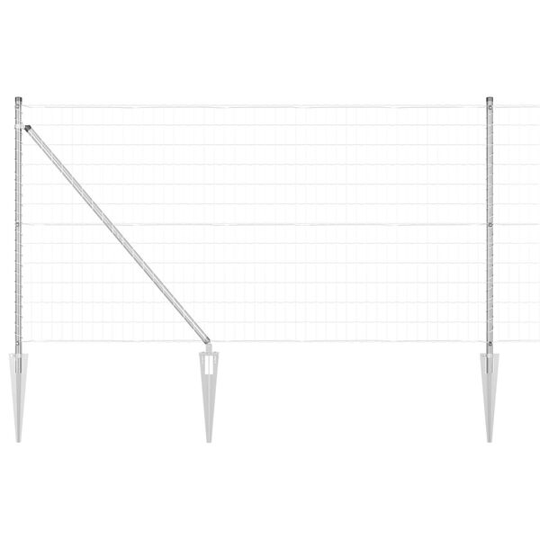 vidaXL Hek met Paal Zilver 1 x 10 m Staal