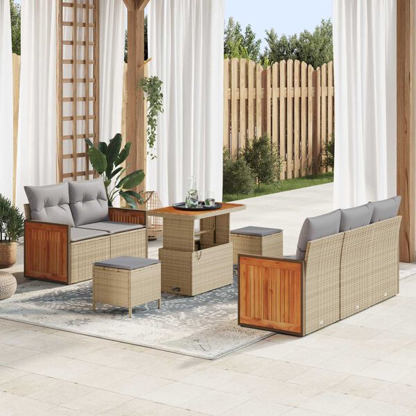 vidaXL Tuin Sofa Set met kussen 8 pcs beige en lichtgrijs
