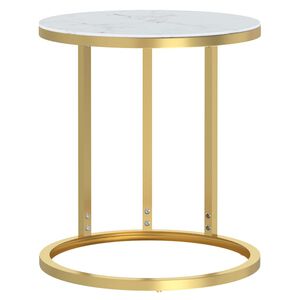 vidaXL Bijzettafel 45 cm gehard glas goudkleurig en witmarmer