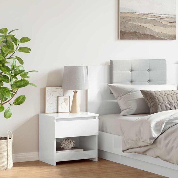 vidaXL Nachtkastje 40x30x39 cm bewerkt hout hoogglans wit