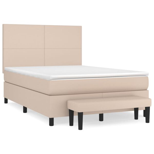 vidaXL Boxspring met matras kunstleer cappuccinokleurig 140x200 cm
