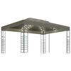 vidaXL Prieel met LED-lichtslinger 3x4 m taupe