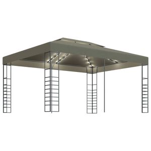 vidaXL Prieel met LED-lichtslinger 3x4 m taupe