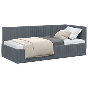 vidaXL Hoekbedframe met hoofdeinde Donkergrijs 90 cm x 200 cm Fluweel